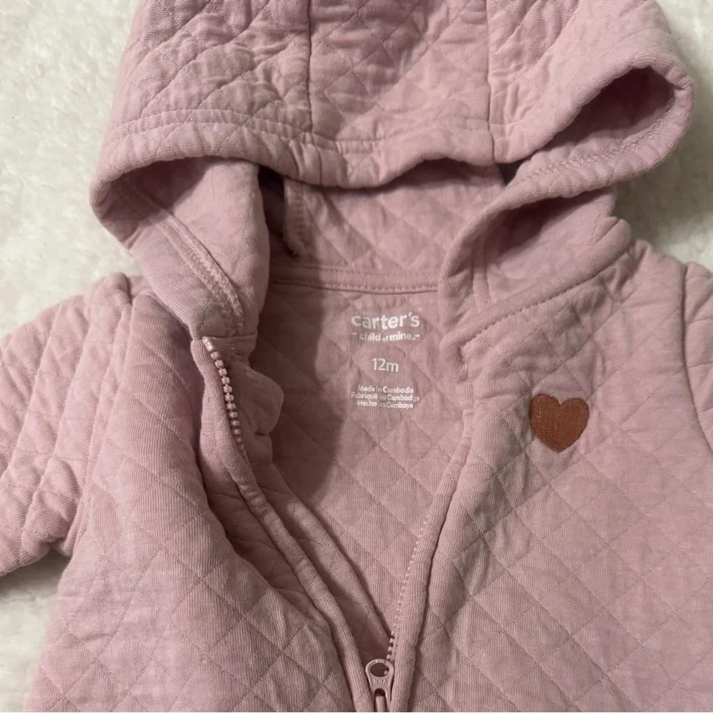 Carter’s Quilted Pink Hooded One-Piece Romper